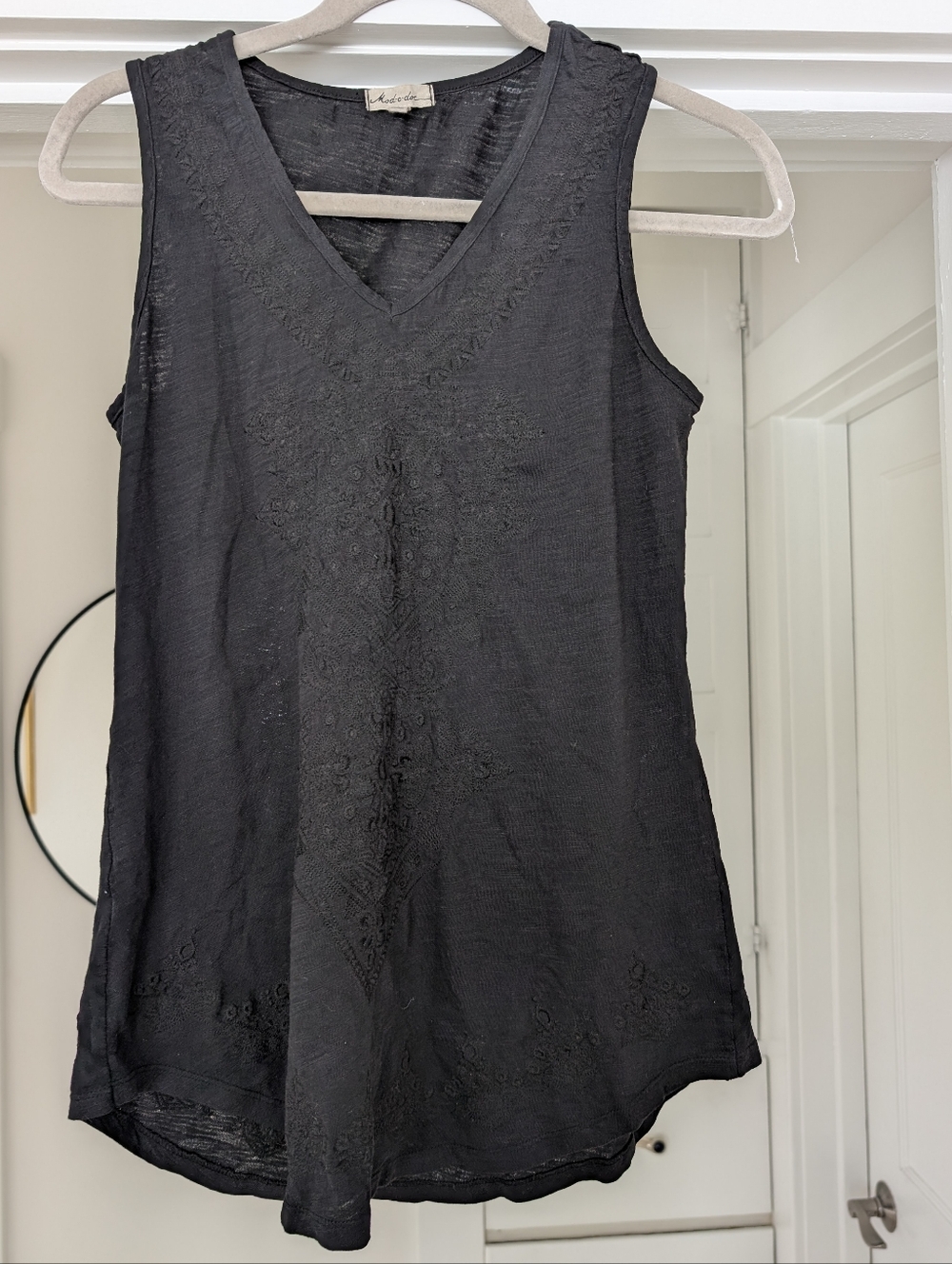 Mod-O-Doc Black Cotton Tank Top With Design XS